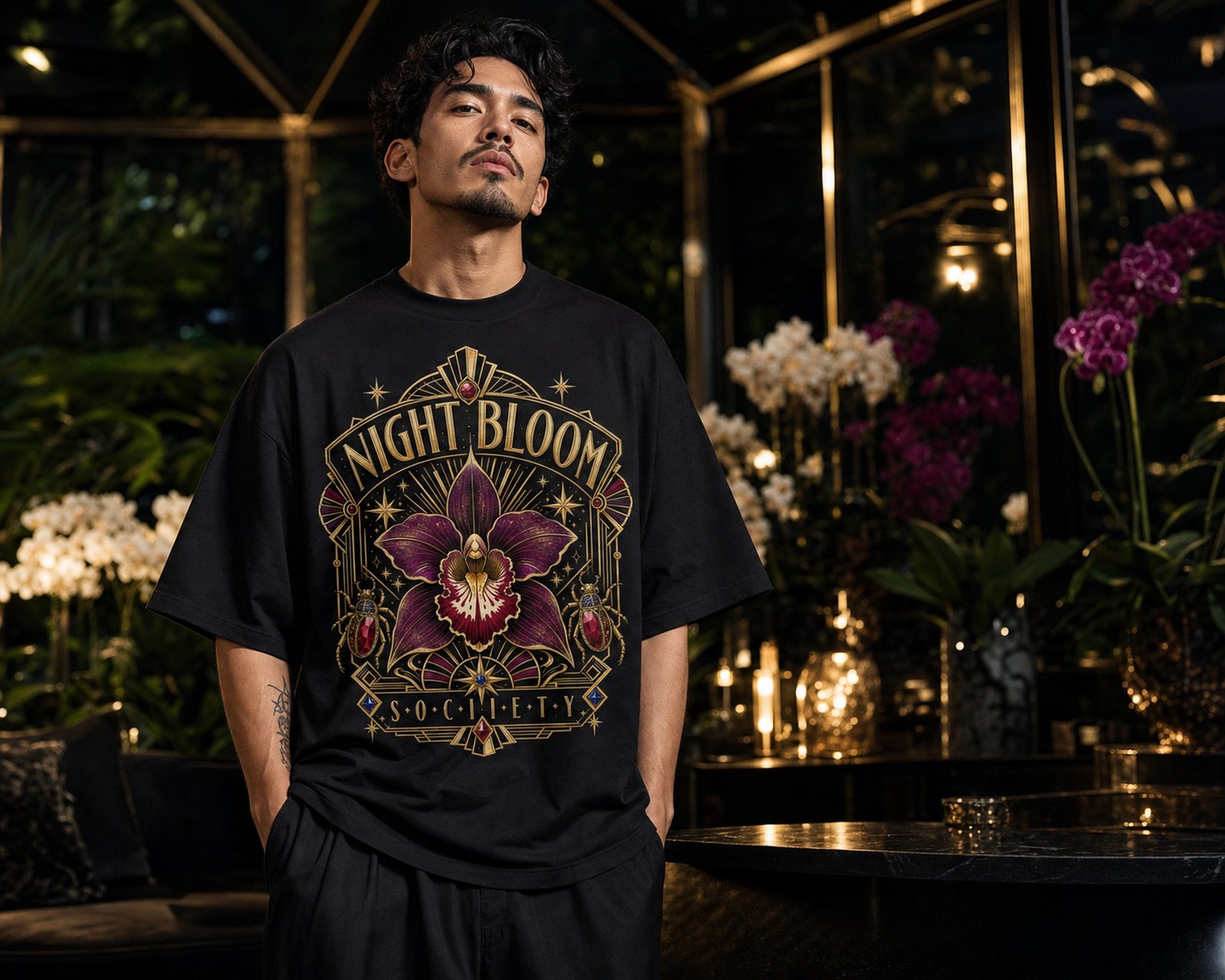 Night Bloom graphic t-shirt lifestyle